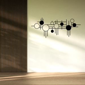 Arte de Pared de Hierro Fundido con Círculos Geométricos, Arte de Pared Metálico con Líneas y Círculos, Escultura de Pared Colgante de Estilo Art Deco Moderno y Lujoso, Hecho a Mano - Product Image 2