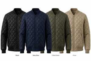 Blouson bomber matelassé noir pour homme, chaud pour l'hiver, fermeture éclair, col montant, logo personnalisé - Product Image 5