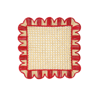 Assiette de présentation en rotin faite à la main, 13 pouces, tressée, creuse, en forme de fleur, verte, style bohème - Product Image 6