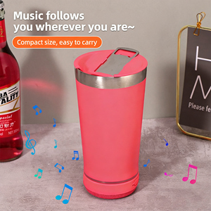 16oz 304 Stainless Steel <b>Insulated</b> <b>Mug</b> Beer <b>Mug</b> Vacuum Water Cup Outdoor Car Cup with Speaker - Product Image 2
