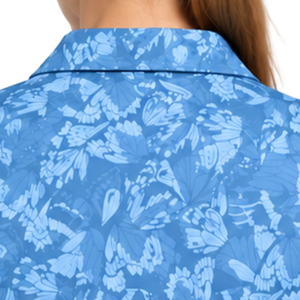 <b>Sky</b> <b>Blue</b> Women Short Sleeve Printed Golf Polo Shirt Floral Pattern Performance Sports <b>Top</b> Custom Wholesale Breathable Golf - Product Image 4