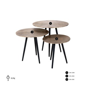 Mesas de Centro Modernas de Estilo Industrial, con Marco Metálico y Superficie Martillada, Muebles para Sala de Estar - Product Image 1