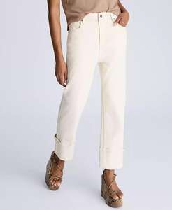 Jeans de mujer de tiro alto de pierna recta con puños anchos | Kenneth Cole - Product Image 4