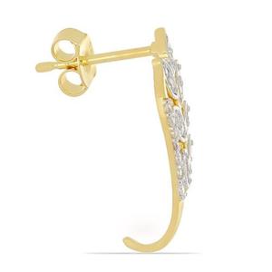 Joyería Fina, Pendientes de Diamantes Cultivados en Laboratorio de Oro Amarillo Sólido de 18K para Mujer, con Diseño de Hojas, Marcados y Certificados por SGL LAB - Product Image 2