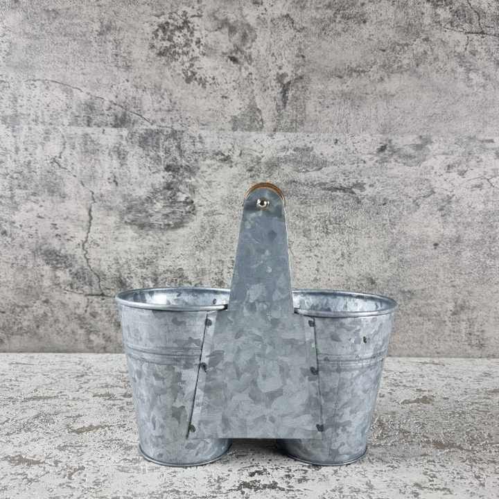 Elegant Double Galvanised Metal Bucket Planter - Wholesale