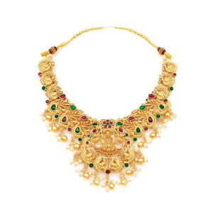 Traditional Gold-Plated Pota Stone & Pearl Set Women's Fine Jewelry Temple Necklace for Bridal Parties-10575296PGR - Product Image 2