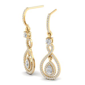Boucles d'oreilles pendantes REYES en or massif 14 carats de haute qualité avec diamants CVD cultivés en laboratoire, fabrication OEM ODM, bijoux fins pour femmes - Product Image 3