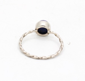 Wholesale 925 Solid Sterling Silver Natural Round <b>Lapis</b> <b>Lazuli</b> Cabochon Bezel Twisted Band <b>Ring</b> Fine Jewelry Memoria Jewels - Product Image 3