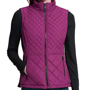 Gilet matelassé d'hiver en toile avec fermeture éclair, vêtement d'extérieur personnalisé sans manches, manteau chaud rembourré pour femmes, golf et équitation - Product Image 6