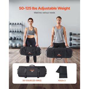 Heavy Duty Workout Sandbag 50-125 Lbs Adjustable Power Bag with Handles Slam Fitness Strength <b>Training</b> <b>Weight</b> Bag - Product Image 5