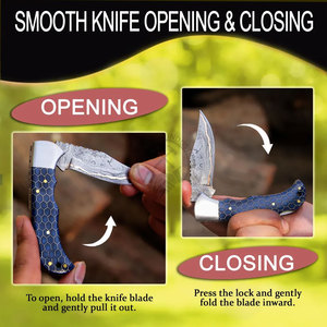 Personalized Copper Damascus Steel Honeycomb Bolster Handle Folding Pocket Knife-Multi-Functional Outdoor Camping Hunting Knife - Product Image 5