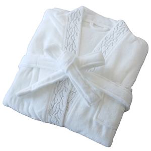 Albornoz de Baño Blanco para Mujer, Personalizado de Alta Calidad, 100% Algodón, con Logotipo Bordado, Marca Nesta Sports - Product Image 1