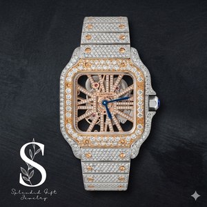 Montre en acier inoxydable entièrement sertie de diamants Moissanite VVS, mouvement à quartz, pour hommes, au meilleur prix - Product Image 1