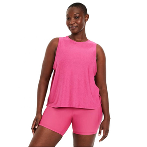 High Quality Womens Loose Fit Tank Top Sleeveless Quick Dry 100% Polyester Shirt Breathable Fitness & Yoga Wear <b>Ladies</b> Tank Top - Product Image 5