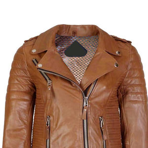 Vestes de moto décontractées pour femmes, fabriquées professionnellement, en cuir véritable résistant, coupe-vent, imperméables, grandes tailles - Product Image 6