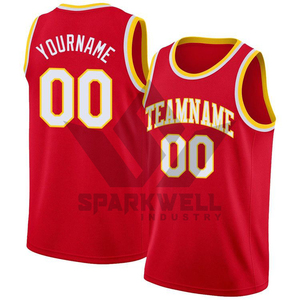 Shorts de basketball rouges personnalisés avec nom d'équipe 00, imprimé par sublimation, maillot sans manches unisexe en maille respirante pour adulte, taille élastique sur le devant - Product Image 1