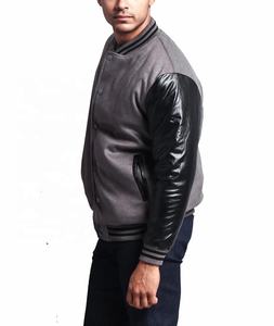 Veste universitaire en laine avec manches en cuir personnalisées, broderie streetwear, grande taille, style baseball vintage, pour hommes - Product Image 5