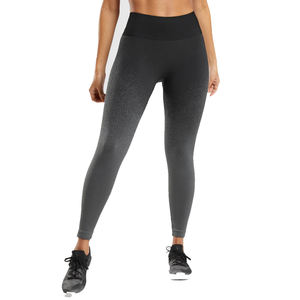 Leggings de Yoga Negros y Grises de Spandex/Nylon con Cintura Elástica, de Cintura Alta, Sin Costuras, de Secado Rápido, para Gimnasio y Fitness, Ropa Deportiva Personalizada OEM - Product Image 2