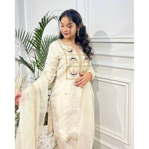 Fancy <b>Top</b>-Bottom and Dupatta Set with Embroidery Sequence Work XL Size - Product Image 2