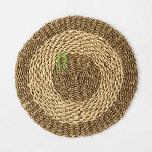 Sets de table, dessous de plat et assiettes de présentation artisanaux bohèmes en jonc de mer naturel tressé, écologiques, 35 cm, pour salle à manger, thé, fêtes et Noël - Product Image 4