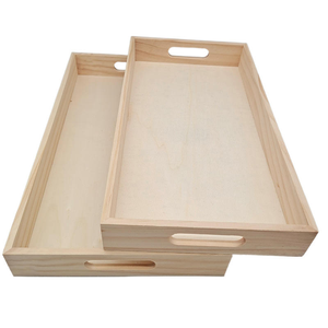 Plateau rectangulaire en bois de pin sculpté, plateau en bois à angle droit pour service de thé d'hôtel, rangement domestique, cuisine, aliments - Product Image 3
