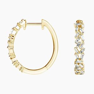 <b>Cute</b> Baguette Cut Moissanite Hoop <b>Earrings</b> for Women - Product Image 3