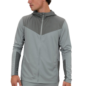 Men's Grey Full <b>Zip</b> <b>Hooded</b> Tracksuit With Side Pockets Breathable Sporty Jogger Pants Set Autumn Wear - Product Image 3