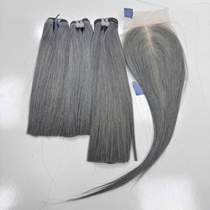 วิกผม100% แท้จากเวียดนามแบบดิบบริสุทธิ์ผมลอนแบบตรงสุดๆสีเกรย์ - Product Image 5