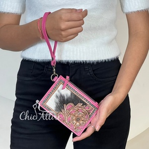 Cartera de Cuero Genuino Hecha a Mano para Mujer, Elegante, para Tarjetas de Crédito y Débito, con Cierre de Cremallera, para Viajes y Compras - Product Image 1