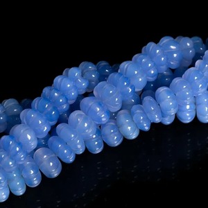 Natural Blue Chalcedony Carved Rondelle Melon Shape <b>Beads</b> 8-9mm Chalcedony Gemstone <b>Beads</b> For Jewelry Making At Wholesale Price - Product Image 2