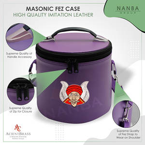 Estuche Gruto Fez bordado a máquina, imitación de cuero |   Estuche para Guardar Gorras/Sombreros, Color Morado |   Estuches para gorras de masónicos con cierre de cremallera personalizables - Product Image 5