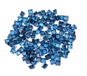 Topaze bleue de Londres naturelle, taille carrée, pierres précieuses en vrac de 4 mm, topaze bleue facettée, vente en gros pour la fabrication de bijoux, approvisionnement en Inde - Product Image 3