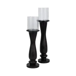 Luxury Handmade Metal Candle Holder for Designer Furniture Home AccessoriesMatte <b>Black</b> Wooden <b>Candlestick</b> Holder Tapered Shape - Product Image 3