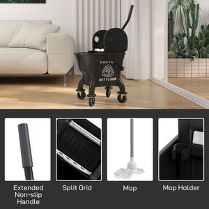 Carrello per Secchio Mop Rinforzato in Plastica per Pulizie, Carrello per Pulizie Professionali per Hotel e Ristoranti, Carrello per Servizi di Pulizia con Vano Chiuso - Product Image 1