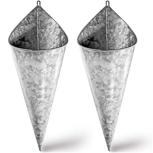 Maceta colgante de metal galvanizado blanco estilo rústico vintage, semicircular, para decoración del hogar y jardín. - Product Image 5