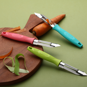 Couteau éplucheur de légumes en acier inoxydable, lame droite multi-usages, éplucheur de fruits, poignée en plastique ambidextre - Product Image 6