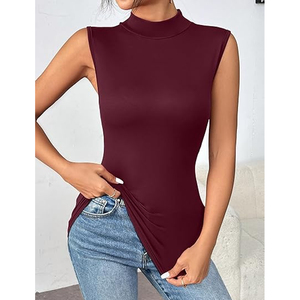 Women Slim Fit Sleeveless <b>Mock</b> <b>Neck</b> Bodysuit Stretch Tank <b>Top</b> Casual Basic Fashion Solid Color Body <b>Top</b> Ladies Wear - Product Image 6