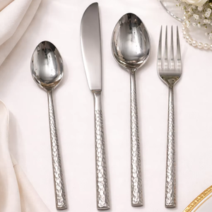 Ensemble de couverts en argent, ensemble de vaisselle haut de gamme, couverts pour dîner de mariage, ensemble de couverts pour repas raffinés, couverts pour hôtel et restaurant, style moderne - Product Image 6