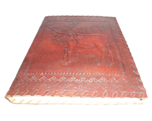 Beautiful Reindeer Embossed <b>A4</b> Size Handmade Leather Sketching Journal Customizable Vintage Writing Notebook Recycle Paper - Product Image 3