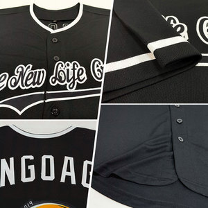 Custom Black White Authentic <b>Baseball</b> Jersey High Quality Team Sportswear Breathable Fabric Professional Training and Match Wear - Product Image 4