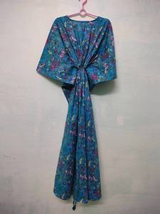 Robe Kaftan Bohème Vintage Faite à la Main en Coton et Dentelle, Imprimé Floral, Coupe Évasée, Grande Taille, Tenue de Plage, Vêtement de Maternité, Cadeau pour Demoiselle d'Honneur - Product Image 5