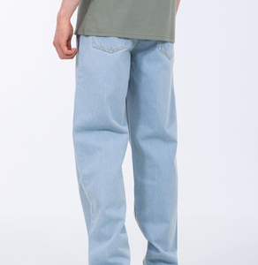 Jeans de Mezclilla Azul Claro para Hombre, Corte Recto, Cintura Media, Ajuste Regular, Estilo Casual, Algodón Lavado, Estilo Primavera - Product Image 1