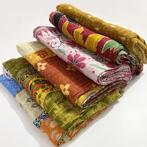 Produto 2023 atacado preço de qualidade premium fábrica indiano vintage kantha colcha decorativo reversível impresso para a exportação