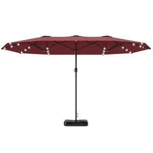 Ombrellone Solare da Giardino Rosso Vino con Base, Ombrellone da Esterno per Cortile - Product Image 5