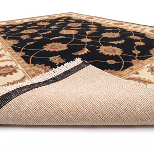 Black <b>Ivory</b> Floral Trellis Wool <b>Rug</b> Rust Gold Botanical Motif Non-Slip Eco-Friendly Hand Tufted Thick Pile Modern Luxury Living - Product Image 5