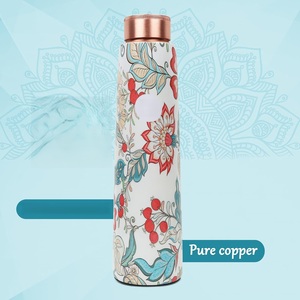 ขวดน้ำทองแดงลายปลาคาร์ฟและดอกบัว กระติกน้ำร้อนแบบพกพาพร้อมฝาปิด - Product Image 5