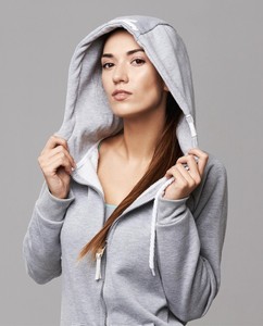 Sudadera con Capucha para Mujer, Color Sólido, Corte Regular, Resistente al Viento, Mezcla de Algodón/Poliéster, Estilo Casual para Otoño, Manga Larga, Sin Forro - Product Image 3