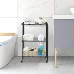 Carro utilitario de estantería de 3 niveles cromado multiusos Solución de almacenamiento versátil - Product Image 1