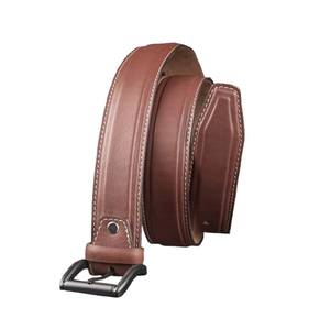 Ceinture en cuir véritable élégante pour homme OEM 2026, logo personnalisé, haute qualité, faite à la main, bordure en plumes, marron foncé, alliage, formelle, imperméable - Product Image 3