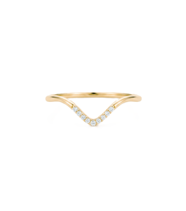 DEF Color VS VVS Clarity Curved Chevron Band Minimalist Round Lab Diamond Pave Band 18K Solid Gold IGI Certified Promise Ring - Product Image 1